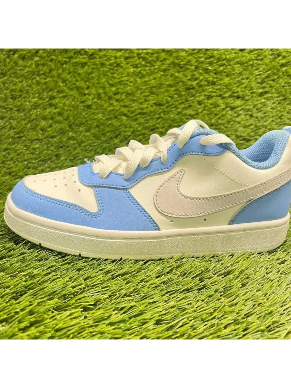 Nike Court Borough Low Recraft Boys Size 4Y White Blue Athletic Shoes Sneakers